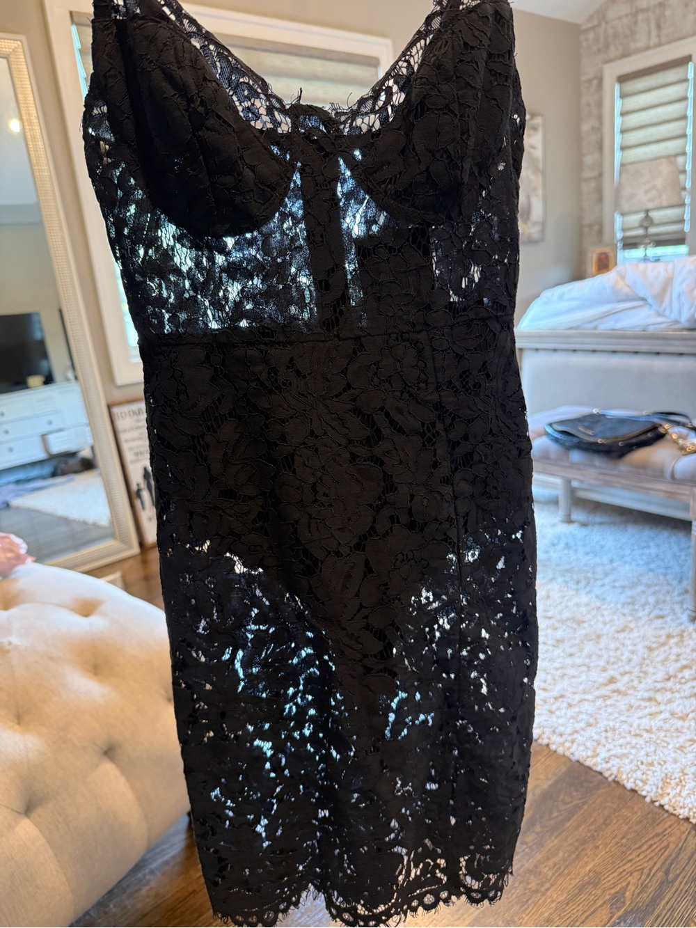 Fashion Nova Black Lace Midi Dress with Bustier